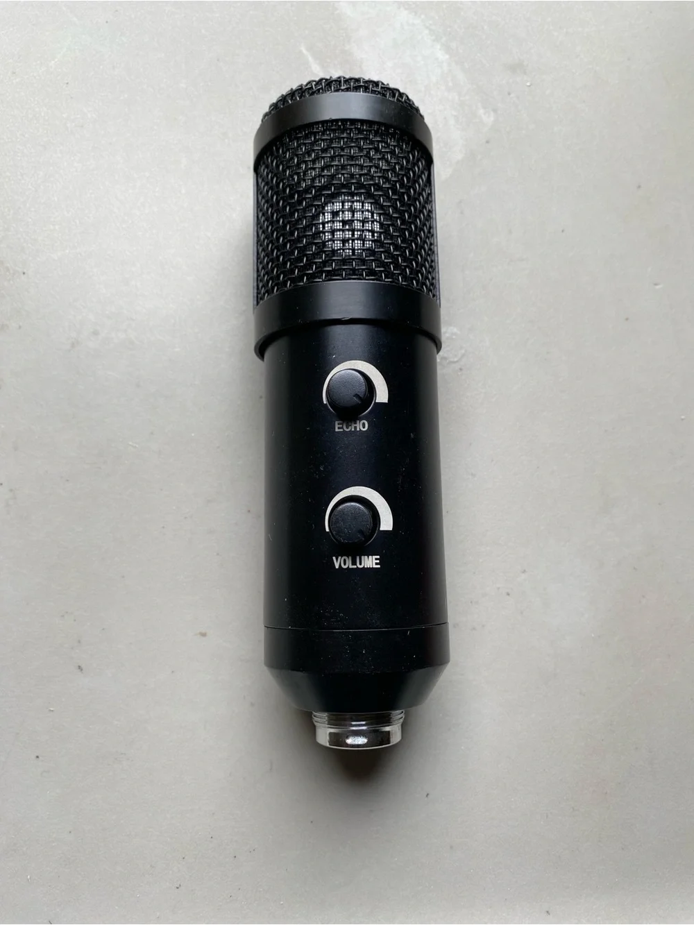 Black USB Desktop Microphone with Echo and Volume Controls